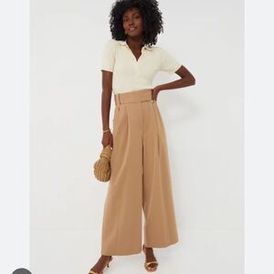 STAUD Ruth Women’s Beige Wide-Leg Pants. Size 8-NWTO